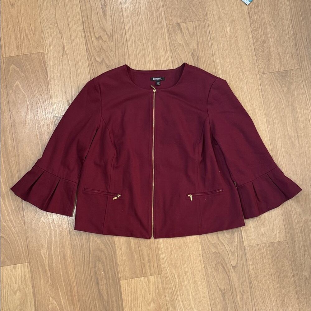 Roz & Ali Burgundy Jacket with Gold Accents Size 2X
